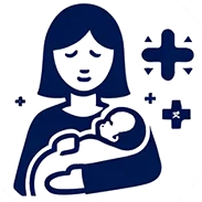 آیکون وکتور آبی رنگ مادری که بچه ی خود را در بغل گرفته است استفاده شده برای عنوان مشاوره تخصصی شیردهی